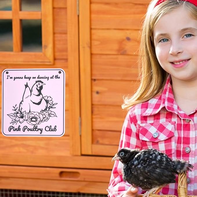 Pink Chicken Coop Sign, Funny Hen Decor Poultry Club for Yard or Barn, Chicken Coop Accessories, Chicken Decor for Country Farm