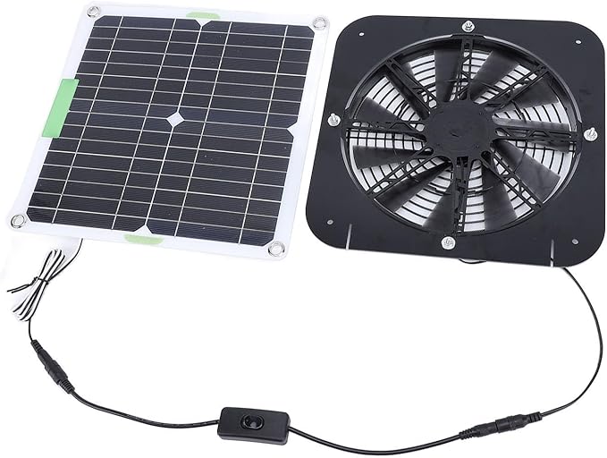 ZJchao 100W Solar Fan, 13.5inch Solar Fan for Chicken Coop, Solar Exhaust Fan with Cable Bracket for Greenhouse, Pet House, Chicken Coop, Tree House and RV