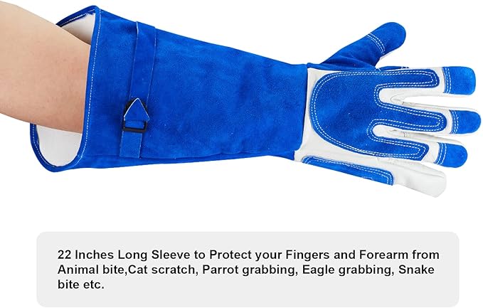 Animal Handling Gloves Bite Proof Reinforced Leather for Dog Training Cat Scratch Falcon Reptile Grabbing Snake