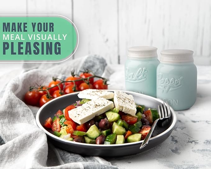 Comfify Mason Jar Salt & Pepper Shakers – Aqua Blue Ceramic – Rustic Shabby Chic Kitchen Decor