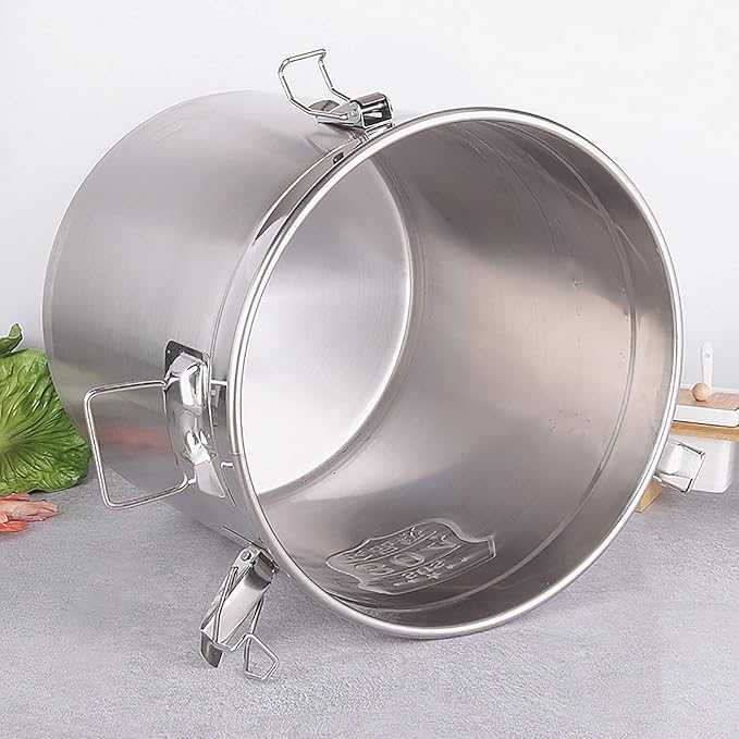 Stainless Steel Canister Rice Bucket Airtight Canister with Lids, 304 Stainless Steel Metal Food Storage Containers Kitchen Canisters for Rice, Flour, Grain, Coffee Bean 12L
