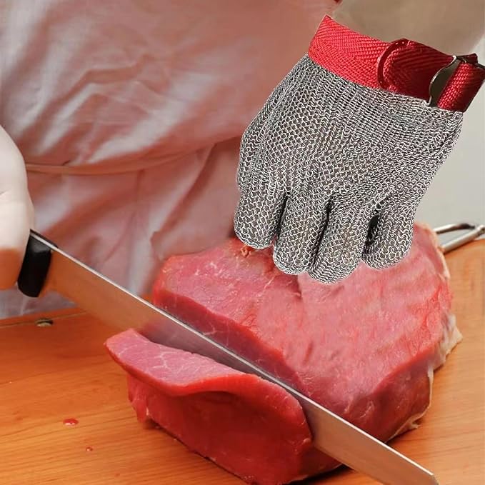 Metal Mesh Gloves - Stainless Steel Mesh Chain Cutting Gloves for Meat and Food Processing