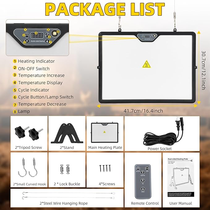 New Chick Brooder Heat Plate 5 Modes,Chicken Coop Heaters,Adaptive Temperature Sensor for Radiant Heater Panel for Chicks,Suitable for Timer Controller,ETL/UL Safety Certification,Energy-Saving Design