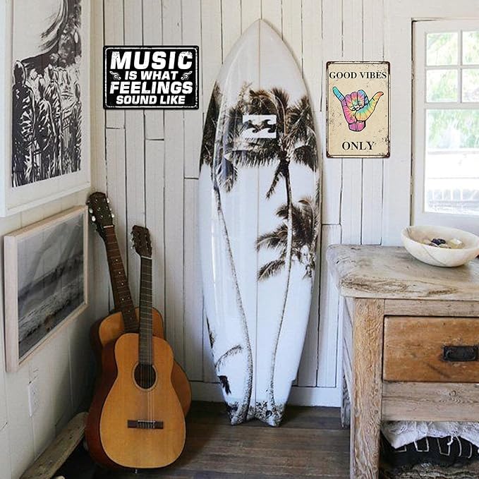 Music Wall Decor Metal Tin Signs Vintage Retro Musical Wall Art Coffee Bar Sign Music Room Posters Man Cave Sign Band Decor Vintage Rock Poster Is What Feelings Sound Like Signs 8x12 Inch