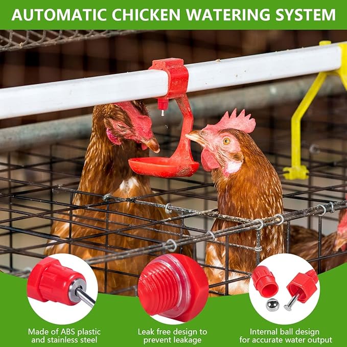 30 Pack Automatic Chicken Waterer Poultry Water Nipple Drinker Feeders Hen Duck Screw Style