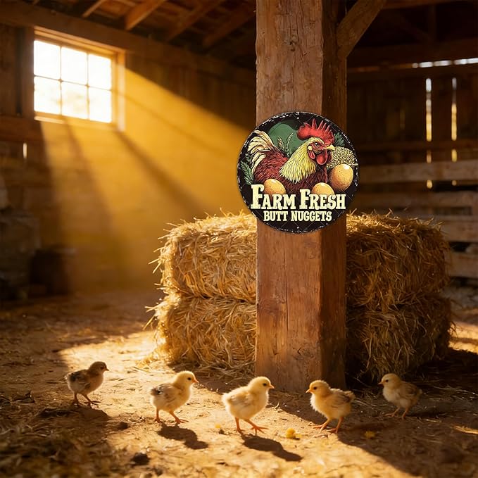 Vintage Chicken Coop Metal Tin Sign Rustic Farm Fresh Eggs Wall Art Antique Farmhouse Kitchen Decor Outdoor Garden Plaque Retro Ornament 12 Inch