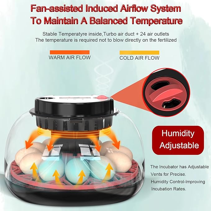 Incubators for Hatching Eggs,12 Egg Incubator with Automatic Egg Turning and Humidity Control,Incubadora de huevos de gallina,Incubator for Chicken,Quail,Duck,Goose,Parrot Eggs for Home,Farm,Lab Use