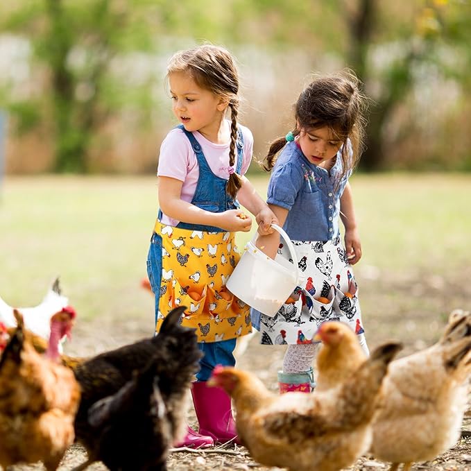 Cozypower 4 Pcs Egg Apron Egg Collecting Apron Adult 12 Pockets and Child 3 Pockets Chicken for Gathering Collecting Fresh Eggs Housewife Farmhouse Kitchen Restaurant Parent Child Activities