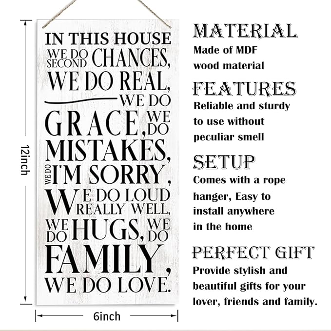 In This House We Do Love Sign, Love Wood Sign, Family Rules Sign, Family Home Decor, Wall Decor Art, Decorative Wood Hanging Wood Plaque, Farmhouse Home Decoration, Rustic Wood Sign