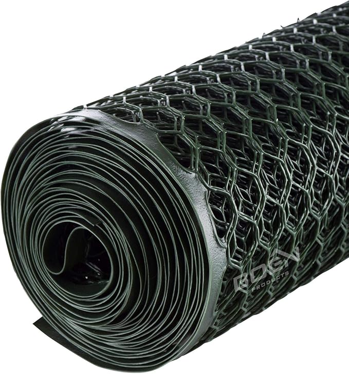 Boen - Plastic Hex Chicken Wire Mesh Temporary Fence Roll (4' x 100' - Green) - Plastic Fence Poultry Netting for Temporary or Semi Permanent Enclosures, Deer Netting Fence, Construction Fencing