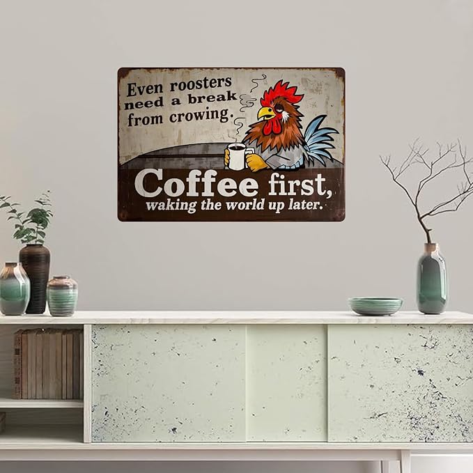 Chicken Retro Tin Sign Vintage Metal Poster Wall Decor Chicken Decoration for Coops Farms Yard Home Bar Cafe Garage or Office - Thoughtful Chicken Gift Idea