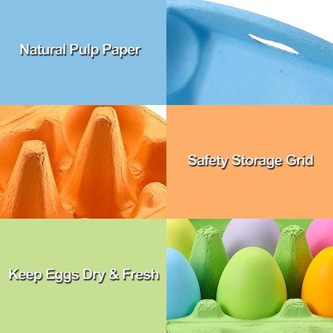 120 Pcs Egg Cartons Half Dozen, Colorful Paper Pulp Cute Egg Basket Storage Container Holder, Easter Valentine Lover Gift Chicken Eggs Crate with Labels, Hold Up to 6 Huevos with Label Sticks