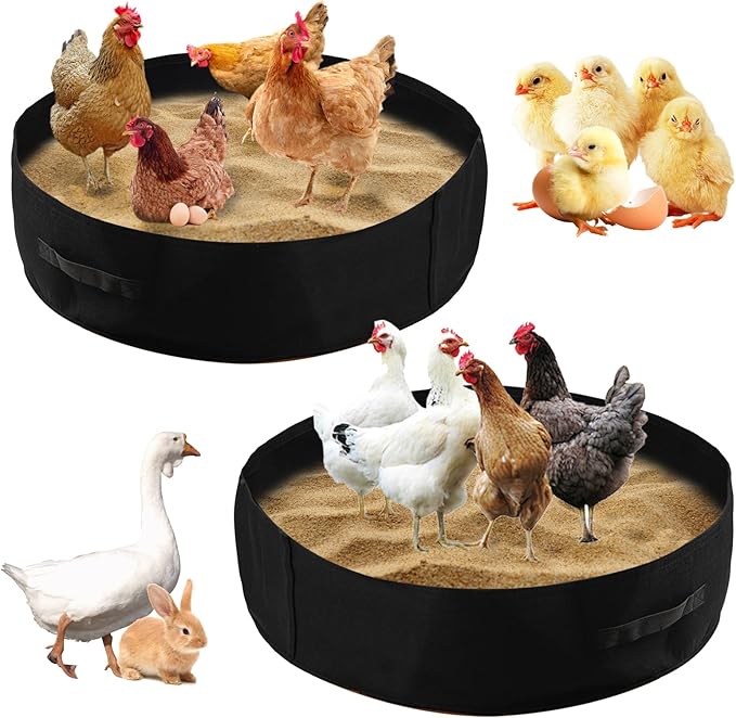 Chicken Dust Bath Tub Chicken Coop Cleaner Containe Essential Chicken Coop Accessory (2 Pack)