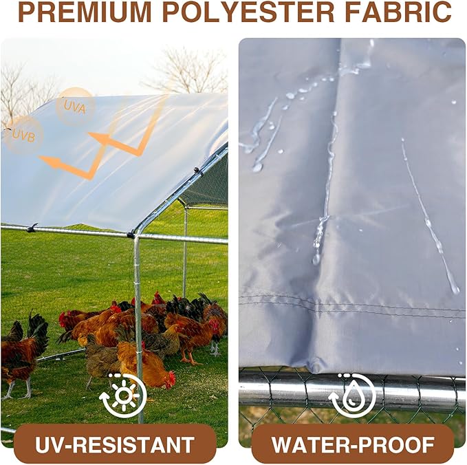 1 Pack Chicken Coop Cover with Ball Bungees Cords, 11.9 x 6.7 Ft, Thick Chicken Run Cover, Coop Tarp Accessories for Winter, Waterproof & Sun Resistance for Outdoor(Frame Not Included)