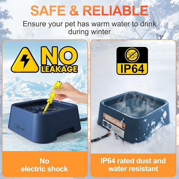 Heated Water Bowl for Outdoor Dogs Cats, 3.5L / 120oz Large Heated Pet Water Bowl with Chew Resistant Power Cord, Thermal-Bowl No-Freeze Heated Dog Water Dish for Winter, Rabbit Chicken Duck Bird Use