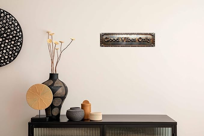Vintage Tin Good Vibes Only Sign Retro Metal Sign Suitable For Home Street Shop Garage Bar Farm Garden - Multi-Purpose For Indoor/Outdoor Use Plaque 4x16 Inch
