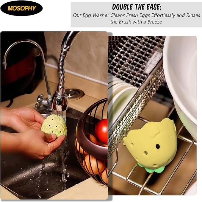 Silicone Egg Washer - Cute Dinosaur Egg Cleaner for Fresh Eggs, Fruits & Veggies, Ideal for Homesteaders, Backyard Chickens & Egg Collectors