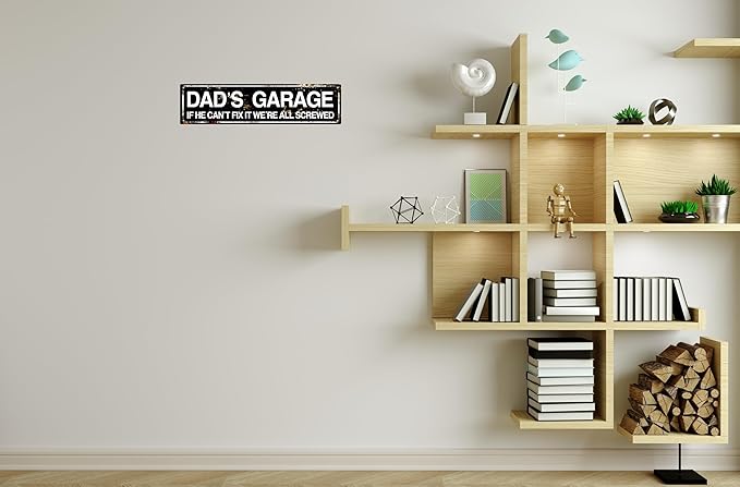 Retro Tin Metal Sign Dad'S Garage Statement Farmhouse Bathroom Wall Decor for Home Vintage Bar or Dorm Unique Gift Idea for Friends 4x16 in