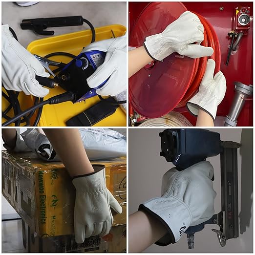 Leather Work Gloves, Gardening Gloves for Women and Men, Soft and Thin Goatskin Garden Gloves for Outdoor Yard Garden, XL
