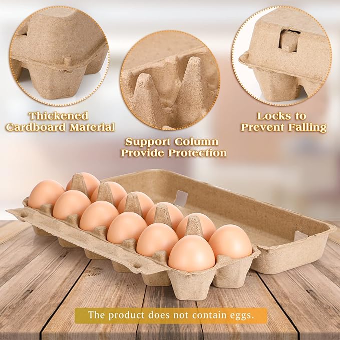 400 Pcs Cardboard Egg Cartons Blank Paper Pulp Egg Cartons One Dozen Egg Cartons Container Empty Egg Tray Pulp Fiber Egg Holder for Kitchen Farm Market Family Storing Eggs, 2 x 6 Style
