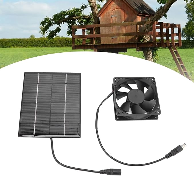 Solar Panel Fan Exhaust Air Ventilation for Greenhouse, Shed, Motorhome, Chicken House, Heat Dissipation Tool, Outdoor Ventilator for Pets