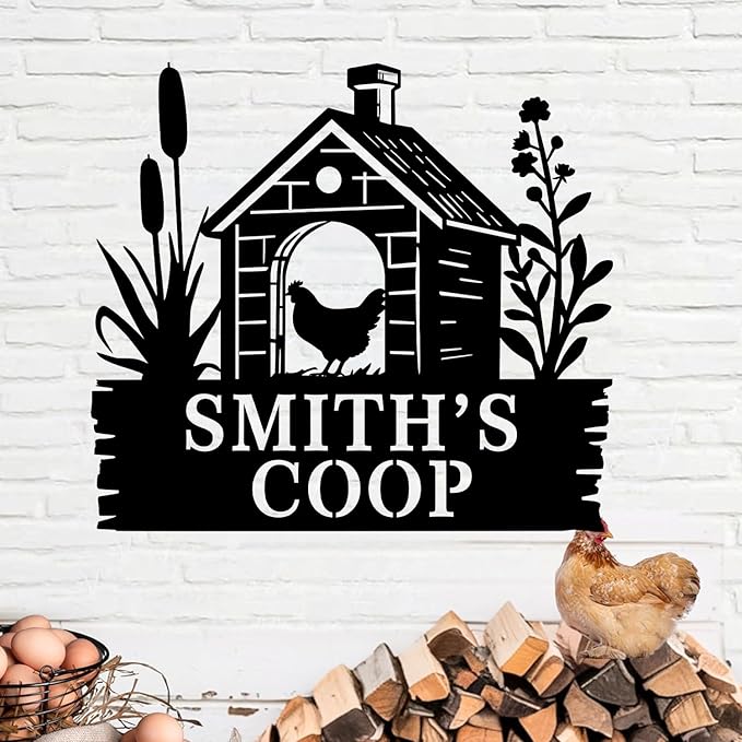 Chicken Coop Signs, Chicken Coop Decor, Chicken Coop Accessories, Custom Farm Sign, Personalized Fluffy Butt Hut Chicken Sign,Funny Signs for Chicken Coops, Chicken Metal Signs for Coop Funny Outdoor