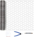 Hexagonal Wire mesh Chicken coop Fence, No. 20 Metal, mesh Size 1.3 inches, hot-dip Galvanized Corrosion-Resistant Steel Wire, Includes Gloves, Wire, and Pliers (Silver, 60inch X 99FT)