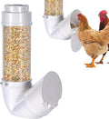 Automatic Chicken Feeder No Waste,6lb Capacity Large PVC Poultry Gravity Feeder with Lid and Visual Tube,Poultry Hanging Chicken Coop Feeder Port for Quails,Ducks,Turkeys,Geese