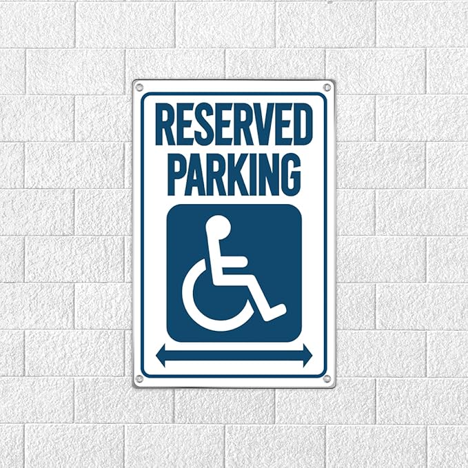Reserved Parking Handicap Wheelchair Sign 8 x 12 Inch Metal For Accessible Spaces Outdoor Vintage Aluminum Art Wall Home Kitchen Indoor