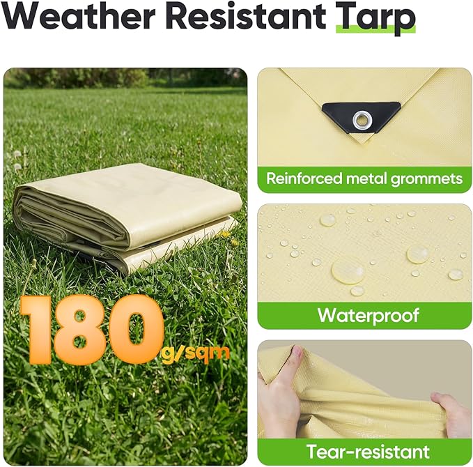Quictent 10.7x6 FT Chicken Coop Cover Heavy Duty Waterproof Tarp, Shade Cloth UV Protection for Large Walk-in Chicken Run, Sun & Rain Shield, 12 Ball Bungees (Top Cover)