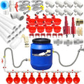 Automatic Chicken Waterer System Kit with Chicken Water Cups Nipples Float Valve Pipeline 58 PCS Complete Set Chicken Water Feeder Dispenser Large Chicken Watering System PVC Poultry Waterer Drinker