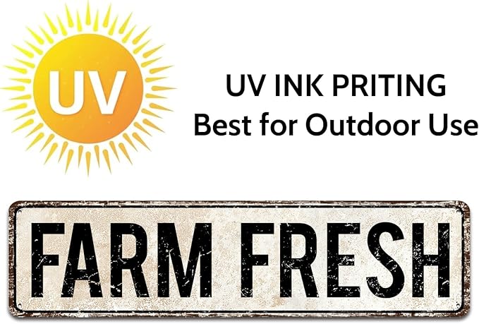 Fresh Fresh Unique Metal Tin Sign, Barn Sign, Farmer Sign, Eggs Sign, Chicken Coop Décor, Farm Fresh Sign, Business Sign, 4-Inch by 16-Inch Sign