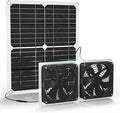 WININMETA Solar Powered Fan, 25W Solar Fan for Chicken Coop, Solar Exhaust Fan for Greenhouse, Shed, Pet Houses, Outside with Two 5In IP65 Waterproof Fans, 10Ft Cable, On/Off Switch, Intake or Exhaust