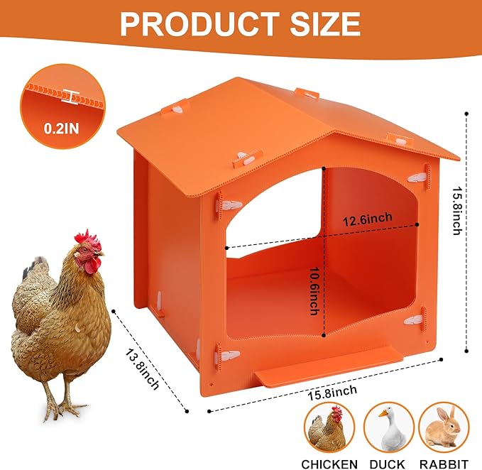 Chicken Nesting Boxes Egg Laying Nest Box for Chicken Coop, Easy to Assemble & Versatile Use for Hens, Ducks, Orange 3 Packs
