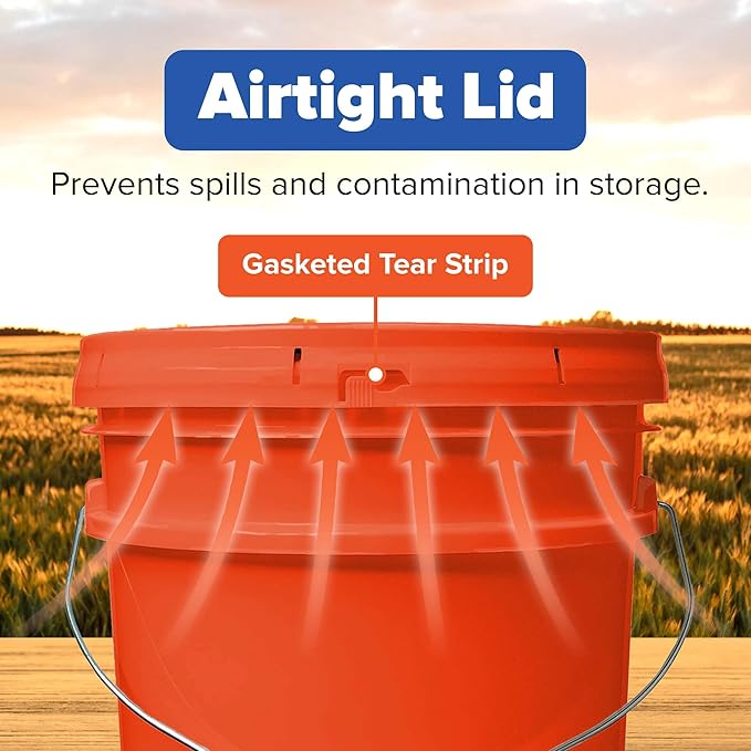 ePackageSupply 5 Gallon Plastic Bucket with Airtight Lid | Made in USA | Food Grade Bucket | BPA-Free | Heavy Duty 90 Mil All Purpose Pail | One 12" Rubber Mallet & One Lid Opener Included | 1 Pack