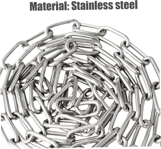 Stainless Steel Chain for Poultry Drinker Feeder 2PCS 2m Hanging Chain with 4 Hooks Heavy Duty Chain for Chicken Feeders Bird Feeder Chicken Coop Accessories Loading 80kg Chain for Hanging