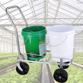 Pushable Utility Dual-Bucket Hand Truck for Farmland/Greenhouse, Galvanized Steel All-Terrain Hand Dollys with 7 Inch Large Wheels for Moving Farm Crop/Grocery
