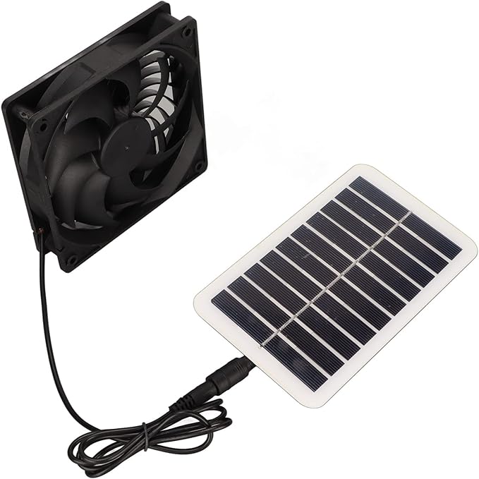 3W Solar Powered Exhaust Fan with Panel Portable Solar Ventilation Fan for Pet House Chicken Coop RV Greenhouse Car Tent Odor Removal Energy Saving Air Vent