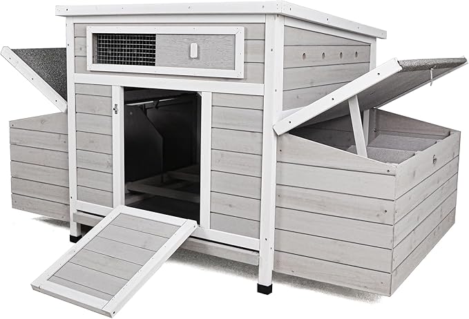 58" Chicken Coop,Outdoor Large Chicken Coop with 6 Nesting Boxes,Weatherproof Poultry Cage,Removable Tray for Farm, Backyard
