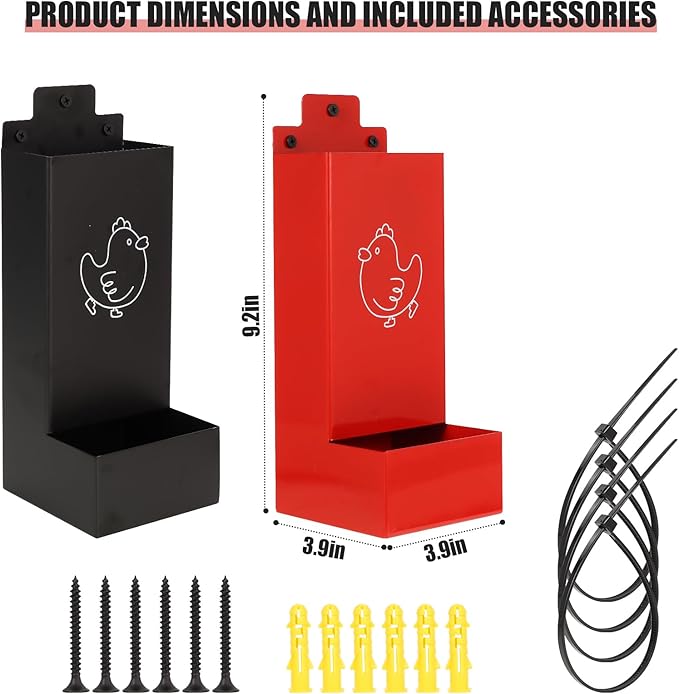 Automatic Chicken Grit Feeder,2 Pack Metal Hanging Chicken and Poultry Feeder,No-Waste Design,Easy to Install and Clean,Ideal for 5-6 Chickens