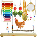 8pcs Chicken Toys Set Chicken Toys for Coop Accessries Chicken Swing Chicken Xylophone Mirror, Vegetable Hanging Feeder for hens Chick