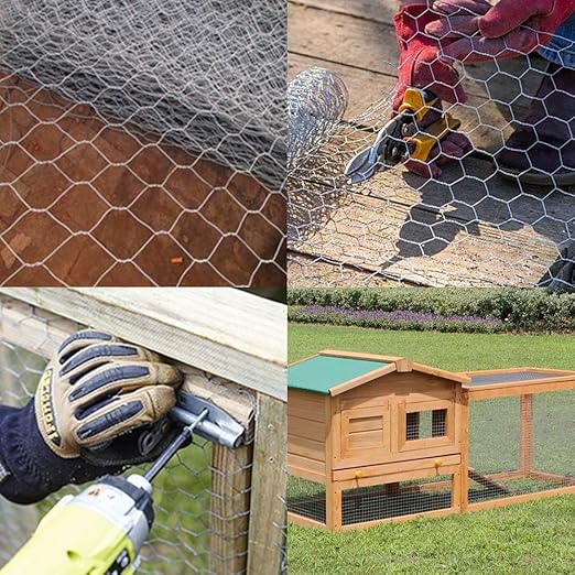 AMAGABELI GARDEN & HOME 1 inch 48inchx50ft Hexagonal Poultry Netting Galvanized Chicken Wire Mesh Fence 20gauge Large Frame with Chicken Netting Rabbits Pets Dog Cat Vegetable Garden fencing