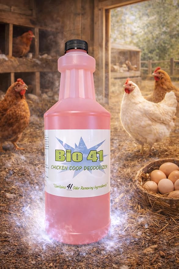 Chicken Coop Deodorizer - All Natural Ingredients for Ammonia Control and Odor Eliminator for Poultry - Works in Coops, Brooders, Nest Boxes, Waste Areas, Roosting Areas, Bedding - 32 oz Spray Bottle