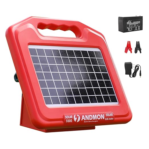 ANDMON S600 Solar Electric Fence Charger - 35 Mile Range, 0.65 Joules Powerful Solar Fence Charger, Ideal for Livestock and Garden Protection