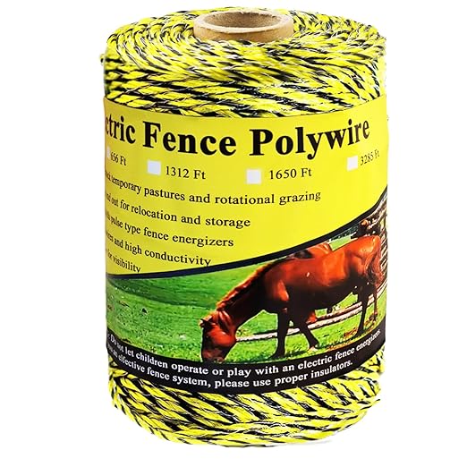 660 Feet Electric Fence Polywire, 200 Meters 1/8" Diameter Portable Electric Fencing Poly Wire Rope Line 6 Steel Strands for Reliable Conductivity & Rust Resistance