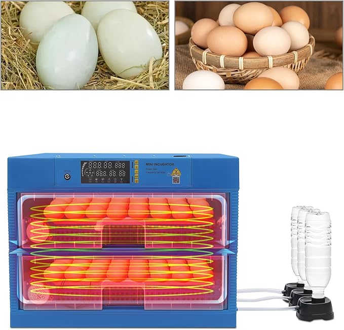 CNCEST Automatic Egg Incubator,Digital Poultry Hatcher Machine,LED Automatic Egg Turning & Temperature Control,32-210.2℉ General Purpose Incubator for Hatching Chicken Duck Quail Eggs (128 Egg)