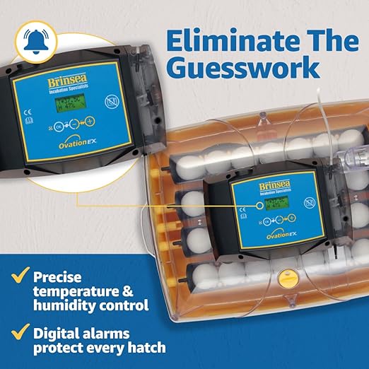 Brinsea Ovation 28 EX Egg Incubator & Expert Incubation Book, Automatic Humidity Control and Egg Turning for Hatching 28 Chicken, Duck, Other Bird Eggs, Precision Digital Controls
