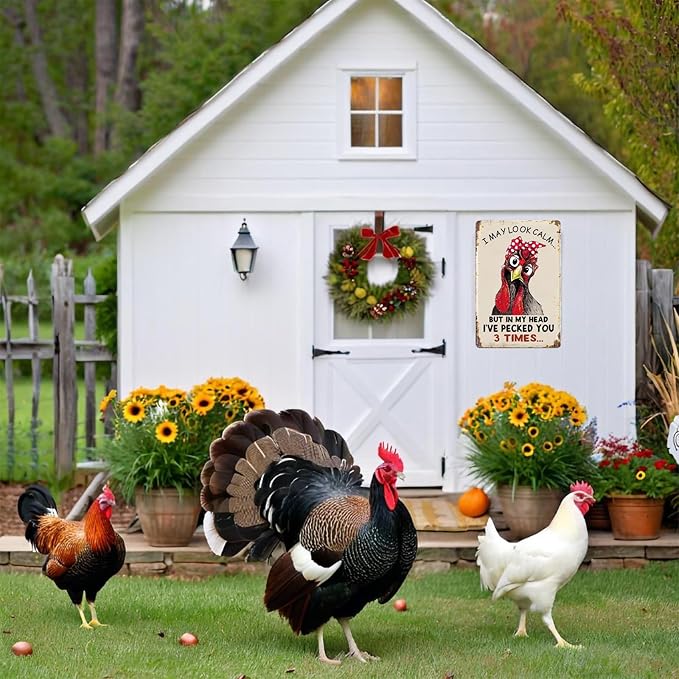 Funny Chicken Decor for Home Chicken Coop Farm Vintage Metal Chicken Signs