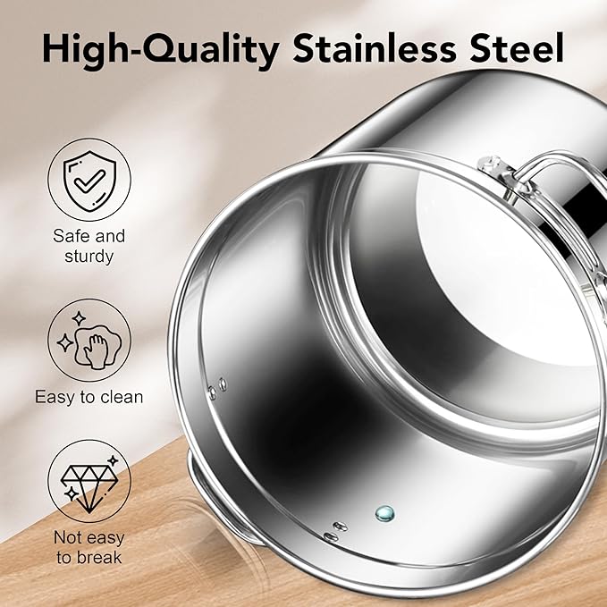 Newget Dog Food Storage Containers, Large Stainless Steel Pet Food Storage Containers 15 lb / 6.5 kg to Keep Fresh, Metal Airtight Cat Food Containers With Scoop and 2 Small Containers