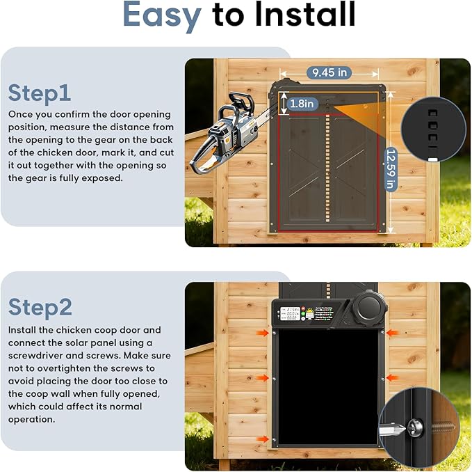 Large Size Automatic Chicken Coop Door Solar Powered Auto Chicken Door Opener, Timer Modes for Safe and Convenient Chicken Keeping with Intelligent Obstacle Sensors, Remote Control